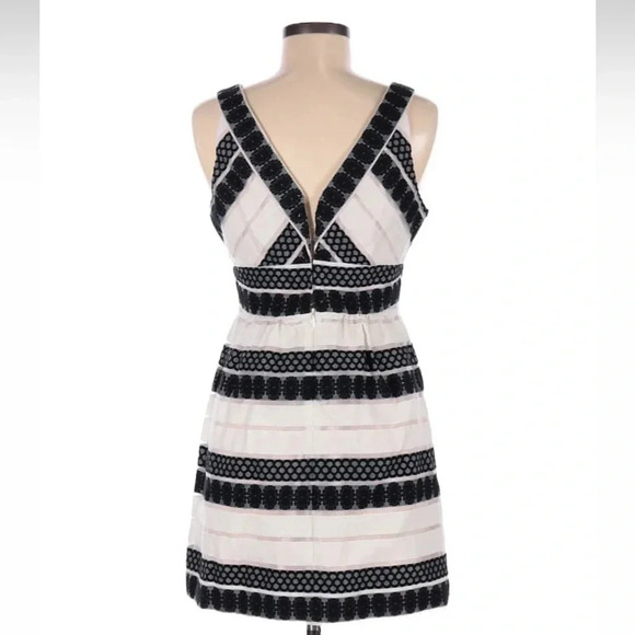 Plenty By Tracy Reese Loretta Black White Jacquard Stripe Dress Size 6 Small - Picture 3 of 12